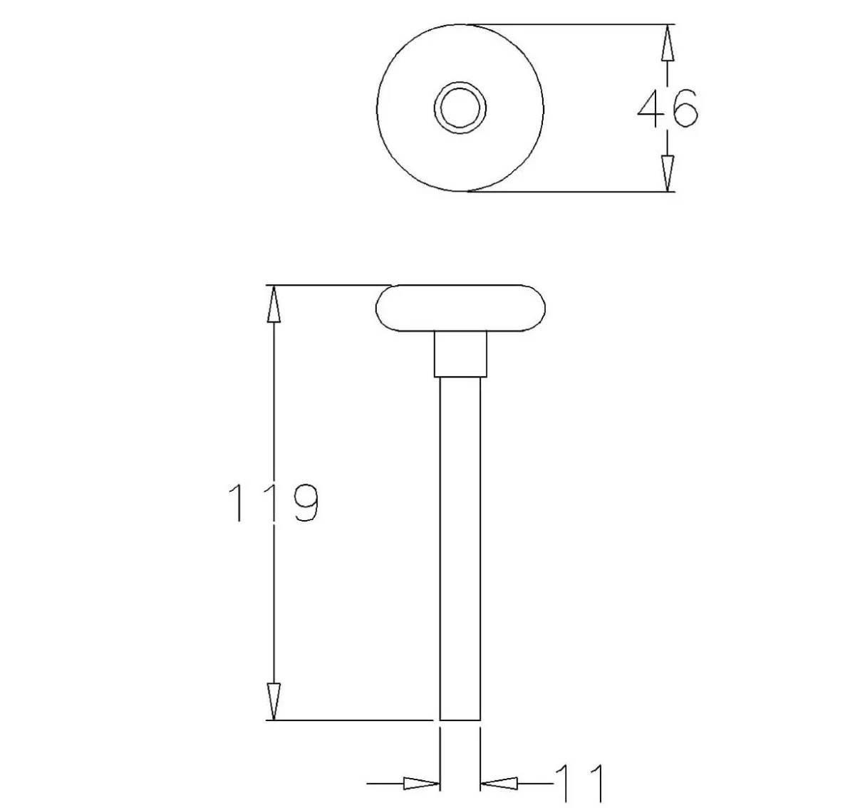 Laufrolle kurz, 11x95 mm, 2 Zoll