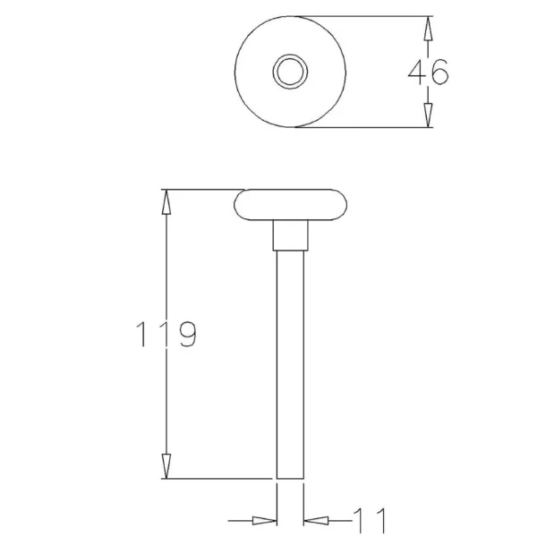 Laufrolle kurz, 11x95 mm, 2 Zoll